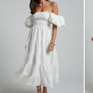 Showpo White Smocked Maxi Dress